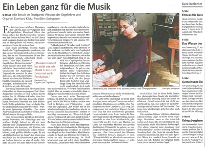 Stuttgarter Zeitung, 6. April 2018 Stuttgarter Zeitung, 6. April 2018